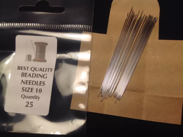 25 Size10 BEADING needles plus FREE Needle threader