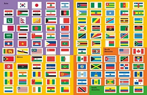 FLAGS OF THE World: World Map Wallchart Poster and Sticker Book by Chez ...