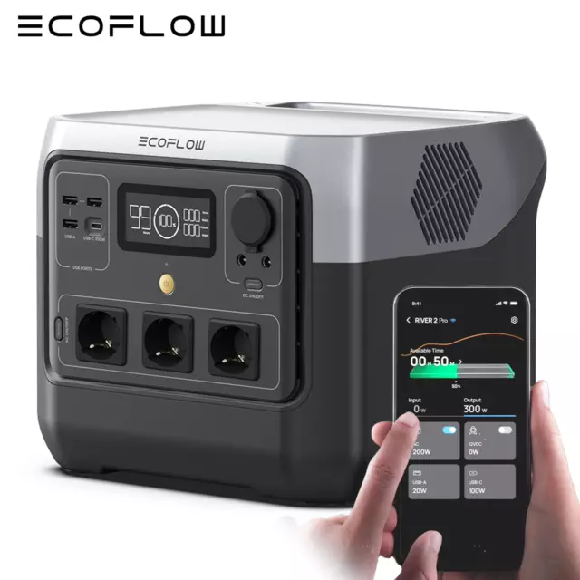 ECOFLOW RIVER 2 Pro Tragbare Powerstation 768Wh 1600W Max Outdoor Solargenerator
