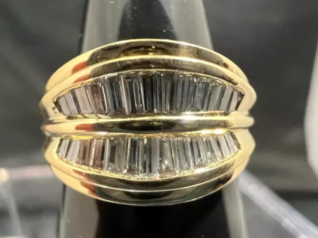 14KT Gold with Diamond Baguettes Signed SMG Ring Size 7.25 Weighs 5.2 Grams