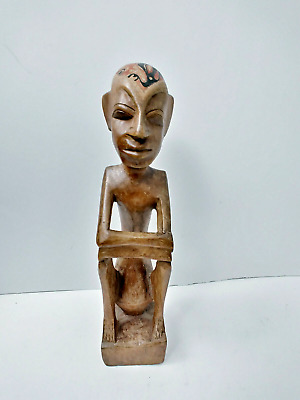 Vintage Hand Carved Wood African Man Statue