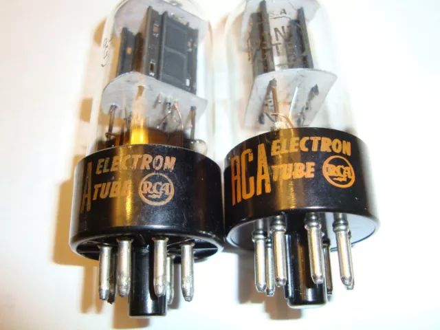One Pair of 6SN7GTB Tubes, Black Plate, By RCA