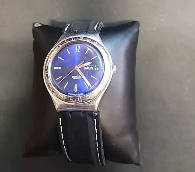 Swatch Irony Blue Dial Metallic Alloy Leather Quartz Ladies Watch YTS408