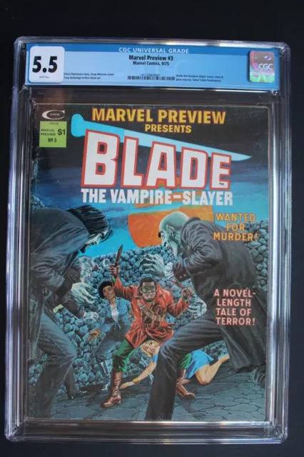 Marvel Preview #3 1st SOLO Comic Mag for BLADE 1975 MCU MOVIE 1st Afari CGC 5.5