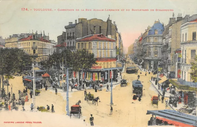 CPA 31 TOULOUSE CARREFOUR DE LA RUE ALSACE LORRAINE ET Bd DE STRASBOURG