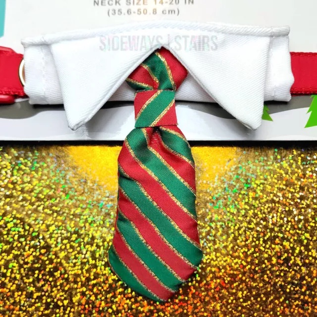 NECKTIE DOG COLLAR XS S M L Christmas elf candy cane stripe tie adjustable cute 2