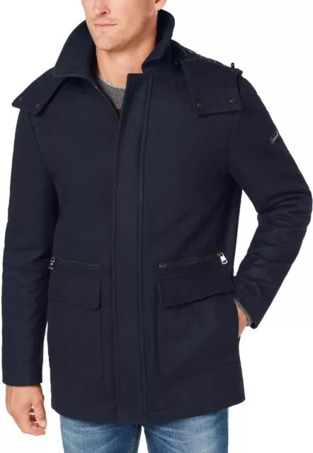 Calvin Klein Mens Wool Duffle Coat Large Blue Heather - NWT $320