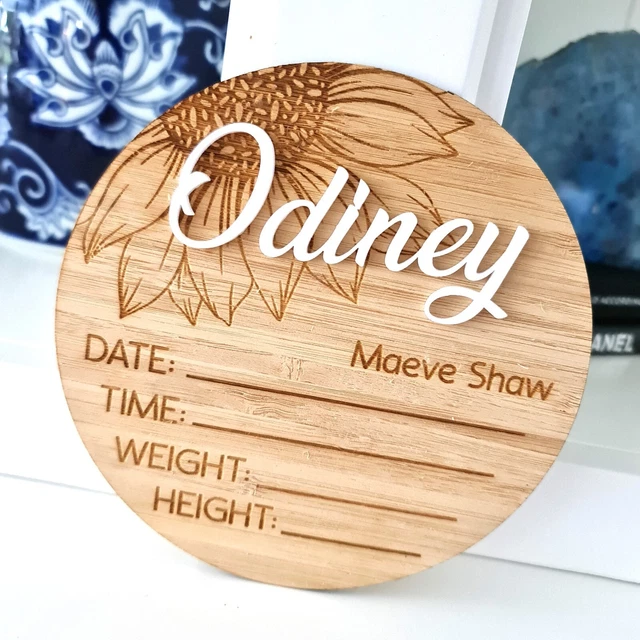 WOODEN BIRTH ANNOUNCEMENT plaque 3D with Acrylic name | Hospital Sign ...