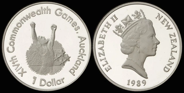 New Zealand: 1989 $1 Athletics silver proof Commonwealth Games, .84oz ASW