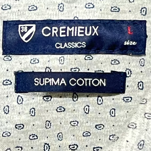 Daniel Cremieux Classics Polo Shirt Mens Large Blue Gray Paisley Golf Button Up 3