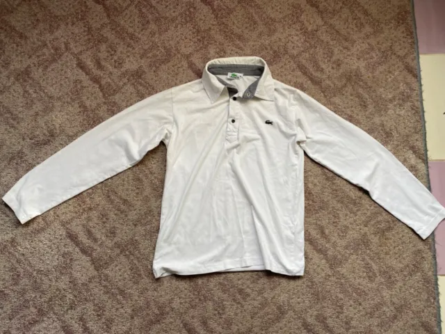 Lacoste Polo Long Sleeve Collared Shirt White Size M