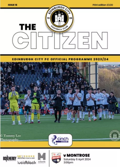 Edinburgh City v Montrose 23/24 programme