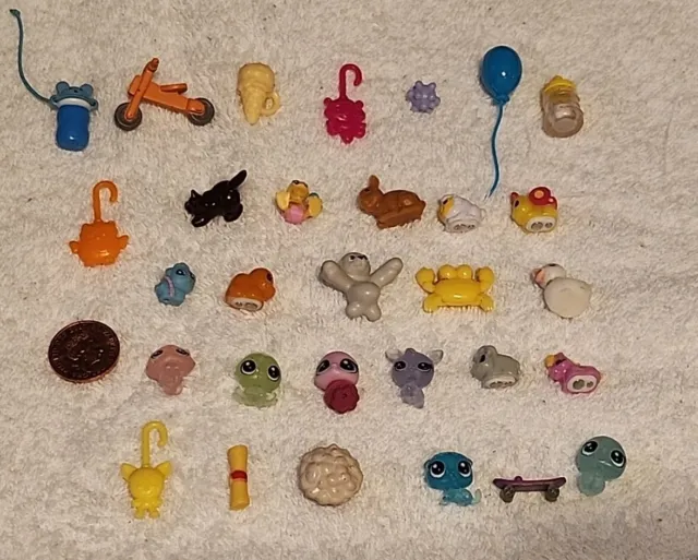 30 Miniature Animals And Accessories. Tiny All Smaller Than A 1p Coin. See Pics