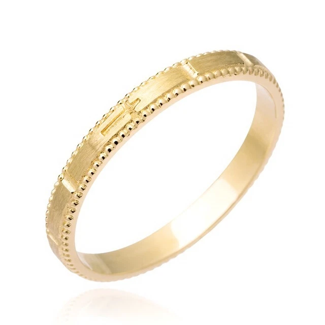 Rosary Ring PR151 10K Real Solid Gold Catholic Christian Ring (US 4 ~ 11)