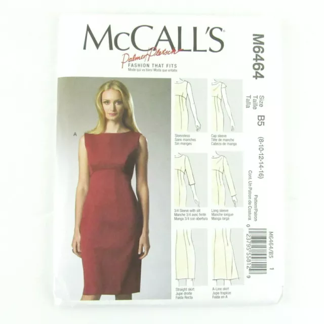 McCall's Entallado Relieve Cintura Vestido Costura Patrón M6464 Talla 8-16 2