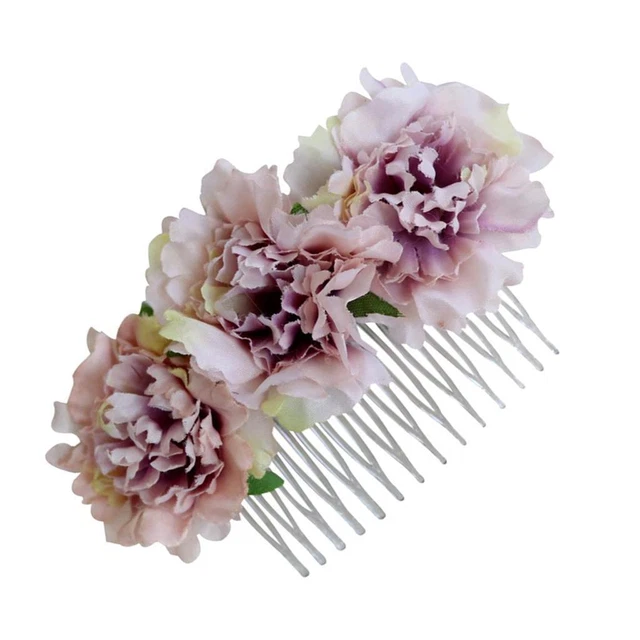 Carnation Flower Comb Clip Stylish Hair Pins Accessories Wedding Ash Pink
