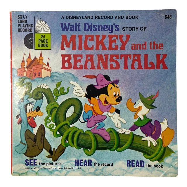 Walt disney s mickey and the beanstalk book record vintage 1970 13 