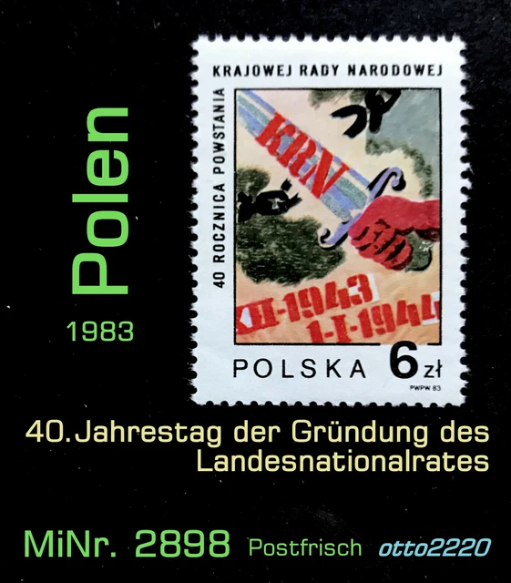 Polen 1983, MiNr. 2898; 40. Jahrestag der Gründung Landesnationalrat Postfrisch