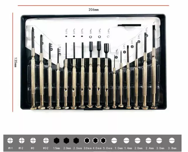 Small Mini Precision Screwdriver 16 PCs Set for Watch Jewelry Glasses Electronic