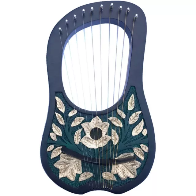 CC Beautiful Design Rose Wood Lyre Harp 10 Metal Strings/Lyre Harp+Tuning Key