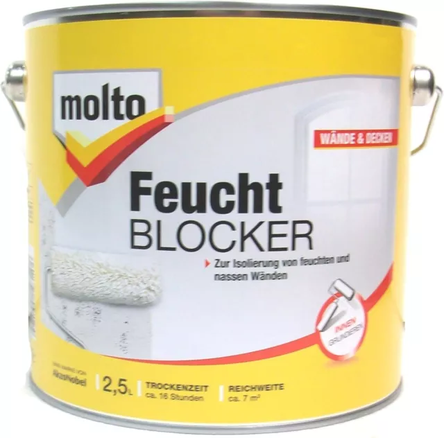 2,5 ltr Molto Feucht-Blocker Weiß Grundierung Isolierfarbe per DHL