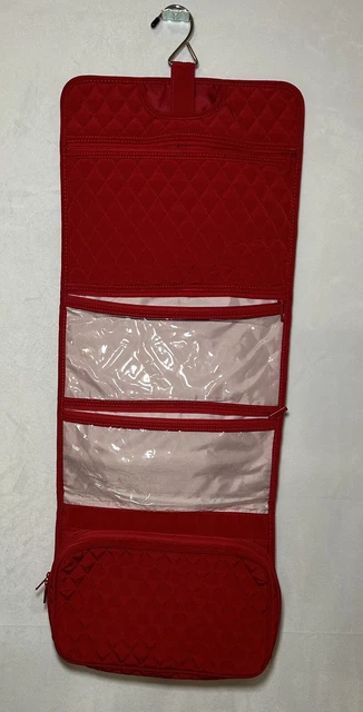 Vera Bradley Hanging Travel Organizer Toiletries Cosmetic Solid Red Quilted Bag