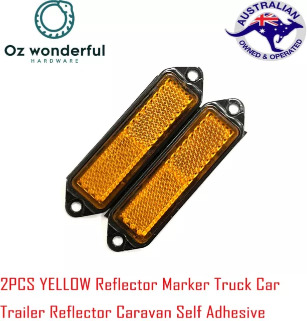 2pc Amber Orange Reflector Marker Truck Car Trailer Caravan Self Adhesive