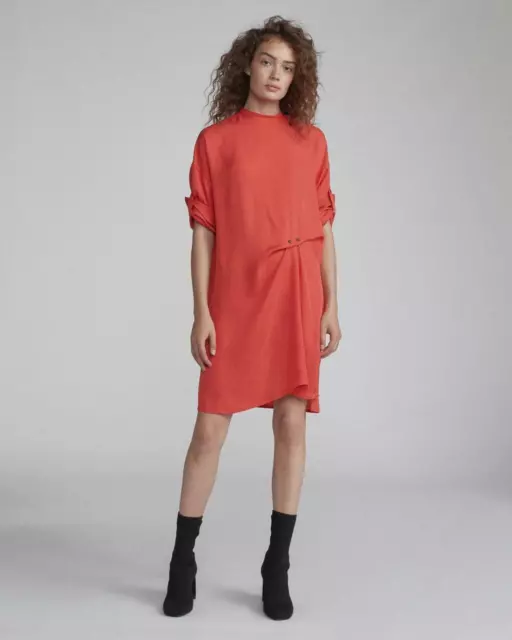 Rag  & Bone Jacklin Red Dress Long-Sleeve Draped Shift Shirt Dress XXS NWT $495 3