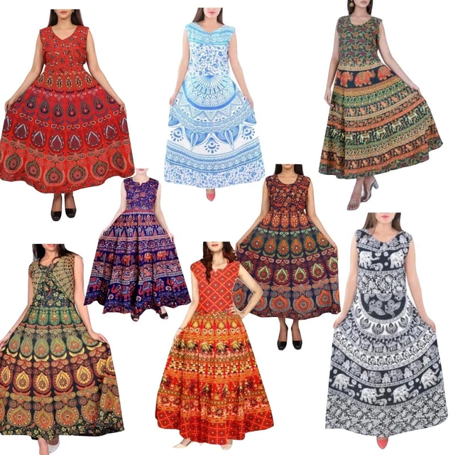 Mix Lote De Mujer sin Mangas de Algodón Estampado Vestido Largo TALLA S- XL