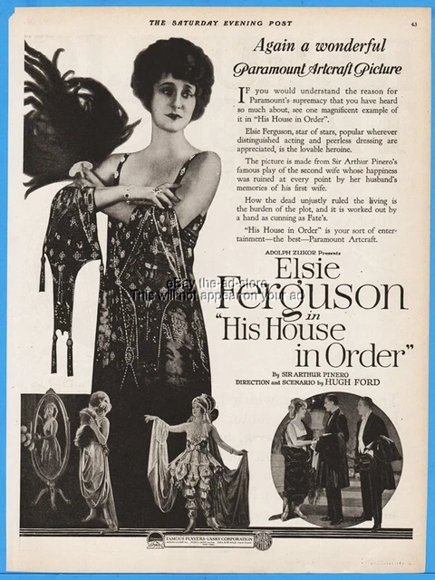 1920 His House in Order Elsie Ferguson Holmes Herbert Paramount Silent Movie Ad
