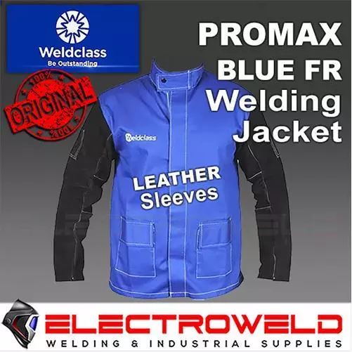 WELDCLASS Promax FR Welding Jacket, Leather Sleeves Heat Resistant Proof M - 3XL