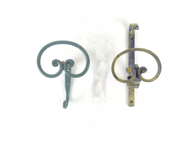2 Coat Hangers Singles Wall Hanger Wall Vintage Wrought Iron CH16 F