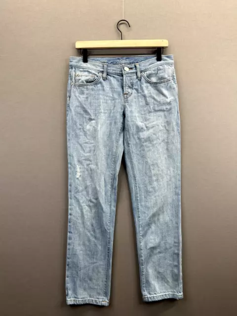 Ann Taylor LOFT Womens Blue Jeans Boyfriend Distressed Pockets Size 25/0
