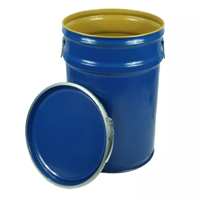 Hobbock/Deckelfass/Stahlfass/Metallfass 60 L, blau/mit Innenbeschichtung