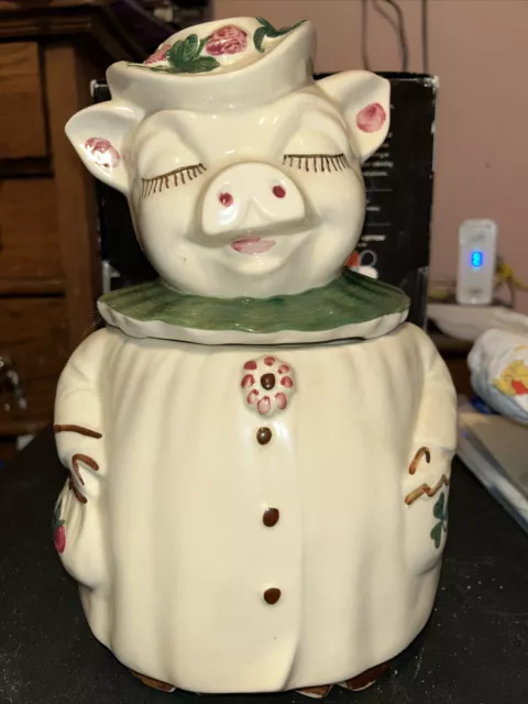 Vintage Shawnee Winnie Clover Pig Cookie Jar USA  1940's