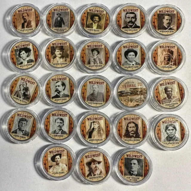WILD WEST / OLD WEST OUTLAWS Complete Set of 23 U.S. JFK Half Dollar Coins