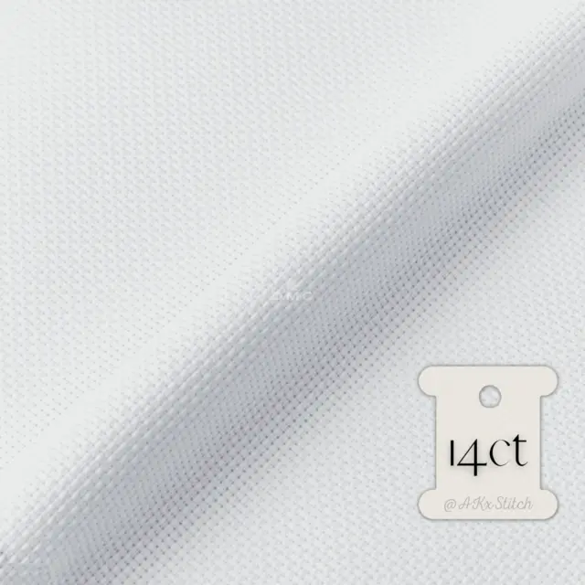 DMC White Aida Fabric Cloth 14 count 14ct, large cut by metre 110 x 100 cm bolt