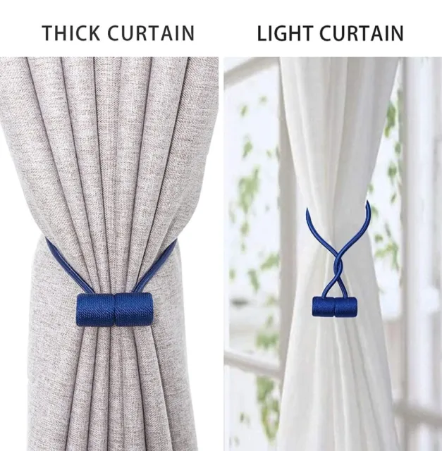 Magnetic Curtain Tie Backs Tieback Clips Ball Buckle Holder Home Window-NavyBlue