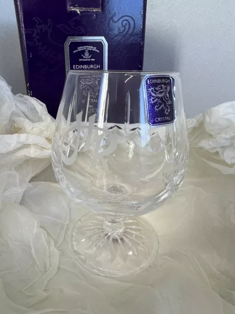 lead cut crystal Brandy glass Edinburgh classical collection Etched Base Marks .