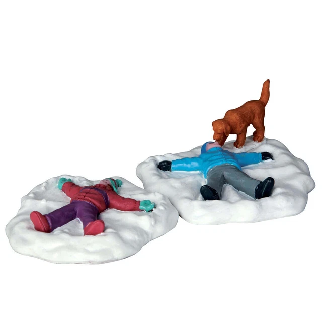 Lemax 2016 Snow Angels Vail Village #62444 Puppy Keep Warm Fresh Snow Winter Fun