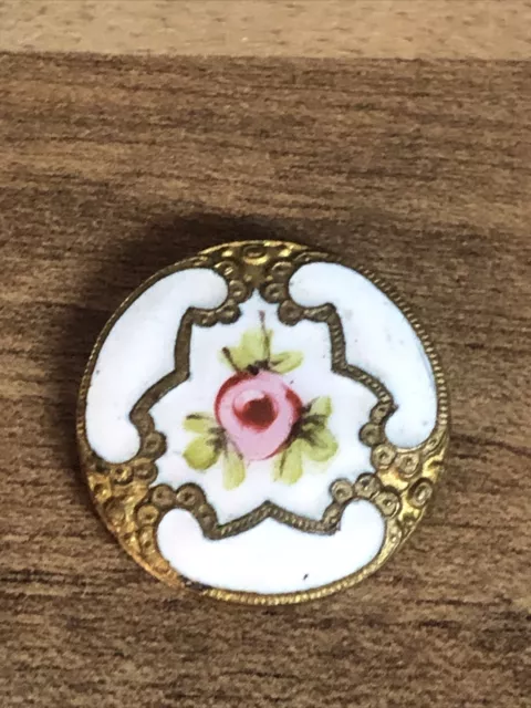 Antique floral champleve enamel button French 19th Century Metal Detecting Find