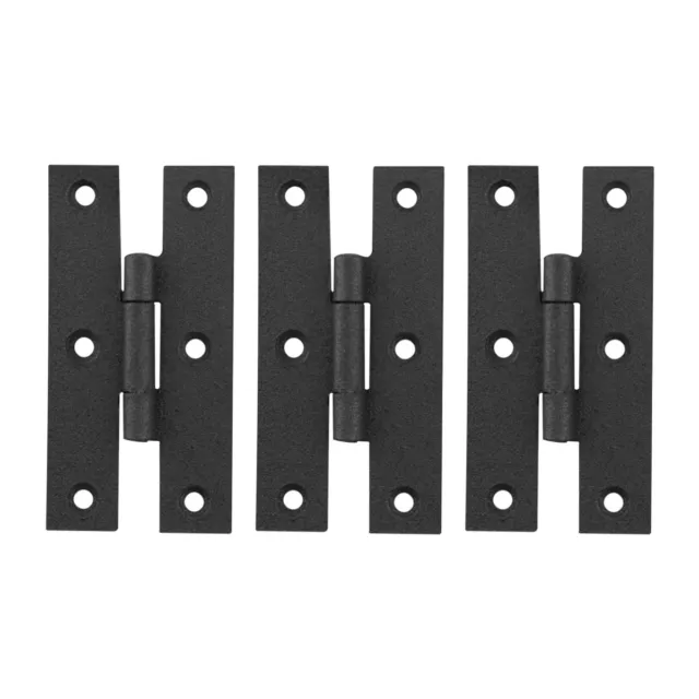Cabinet Hinge Black Wrought Iron H Hinges Flush 3'' Height 3 Pack