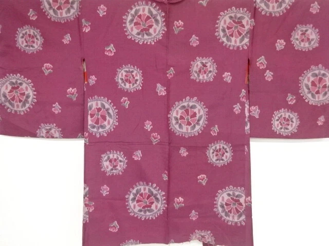 40631# Japanese Kimono / Antique Haori / Meisen / Woven Flower