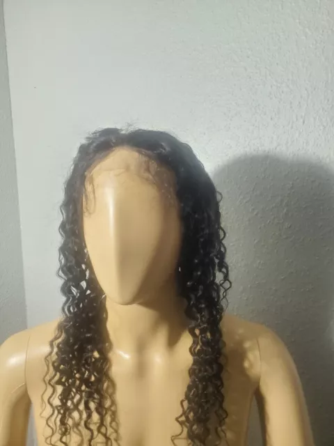 180% Kinky Rizado Parte Encaje Frontal Pelucas de Cabello Humano Predesplumado...