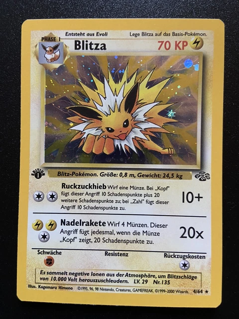 Pokemon Karte SWIRL ! 4/64 Blitza Jungle  1. Edition Holo Rare Deutsch PSA 10