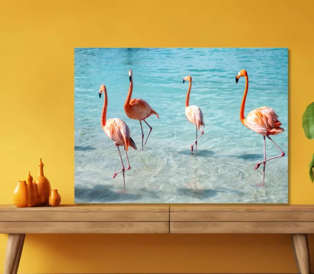 Wild Pink Flamingos 5mm thick Plastic Poster Ready to Hang 60x45cm