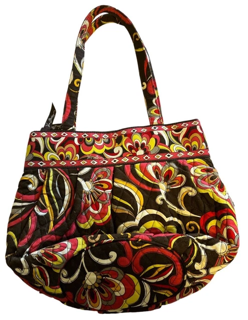 Retired Brown Yellow Red Floral Vera Bradley Pucini Handbag Purse HOBO Bag NWOT