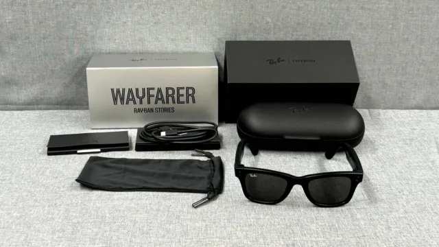 Ray-Ban Stories | Wayfarer Square Smart Glasses, Black With Case Free Shipping