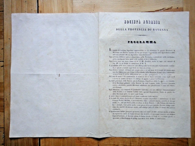 1844-Nascita della SOCIETA' AGRARIA della PROVINCIA DI RAVENNA-Programma+