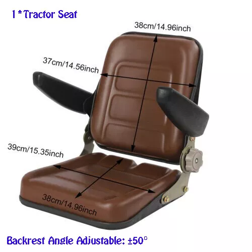 1*Tractor Seat W/Armrest For Excavator Dumper Forklift Mower Digger Brown New